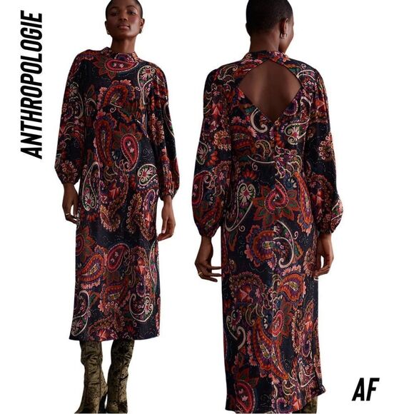 ANTHROPOLOGIE BY KACHEL PAISLEY PRINT MAXI DRESS NEW MEDIUM - Picture 1 of 12